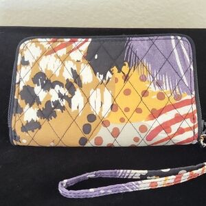VERA BRADLEY "Painted Feathers" Multicolor Quilted Women's Wristlet